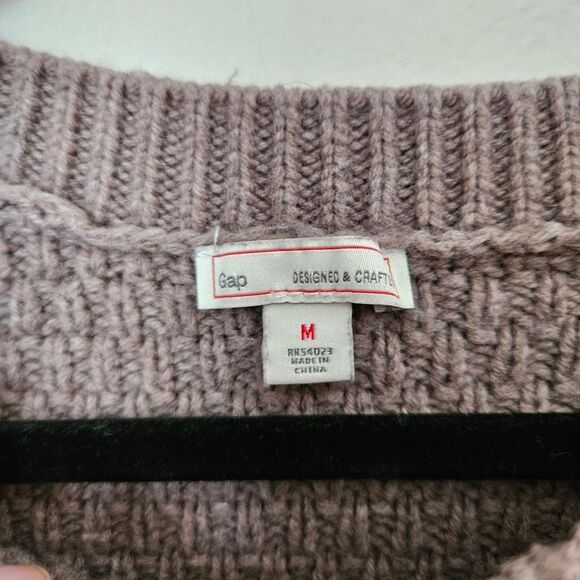 GAP Sweater Crewneck Boyfriend Cable Knit Mushroom Brown Casual Comfy Neutral - Picture 7 of 10